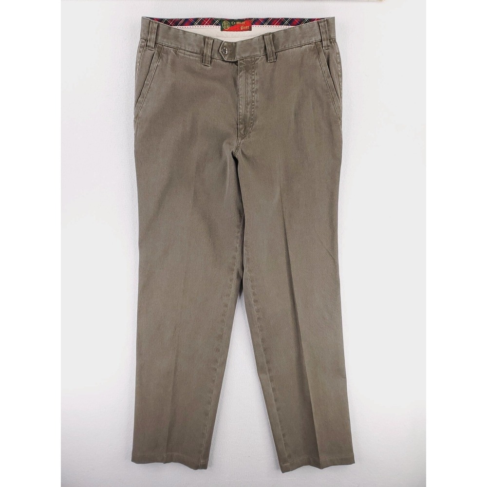 Hiltl Pants Mens 36x32 Green Corduroy Crimson Pant Contemporary Fit Chino Flat